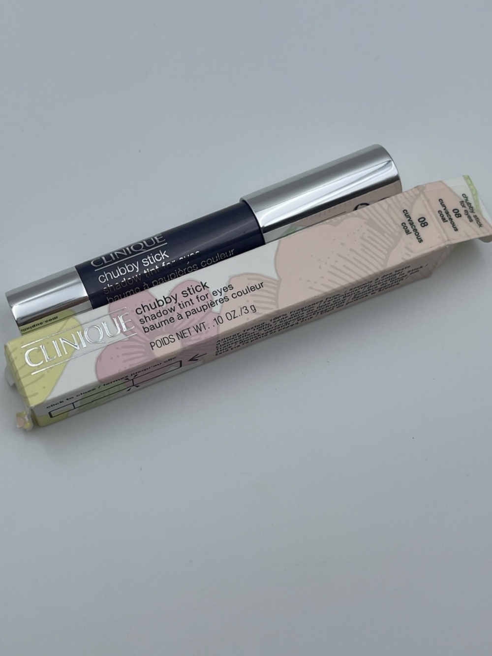 NIB NEW RARE Clinique Chubby Stick Shadow Tint Eyes 08 Curvaceous Coal Eyeshadow